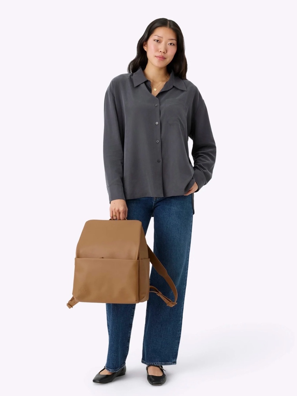 EUC - BEIS The Everyday Diaper Backpack in Camel Vegan Leather